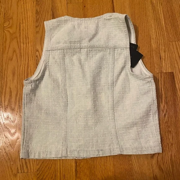 rag & bone Pale Blue Textured Button Vest - Picture 2 of 4